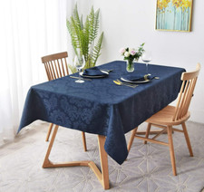 NEW PHOENIX Maxmill Jacquard Table Cloth Rectangle 60"X84" Navy Blue