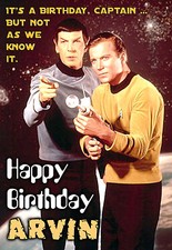 Star Trek Kirk Spock Bones Spoof Happy Birthday PERSONALISED art Greeting Card 