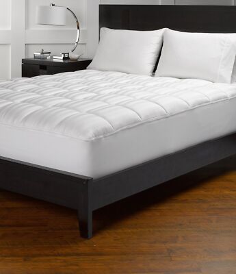 300 GSM EGYPTIAN COTTON MATTRESS PAD - 10 INCH DEEP POCKET WHITE STRIPE US SIZES