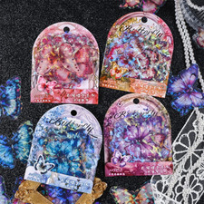 120Pcs Transparent Butterfly Flowers Moon Stickers Nature Resin Stickers Decals