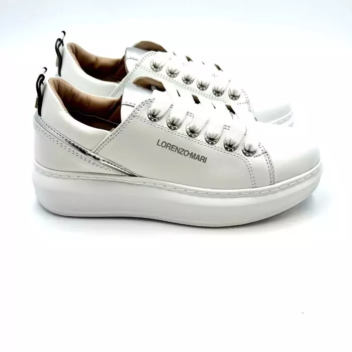 Sneakers Lorenzo Mari Leather White Wedge 4 CM Art. Phoenix eBay