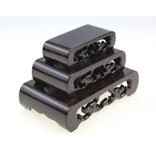 3 Pieces Chinese Ebony Solid Wood Display Stand Wooden Base Stands Carved