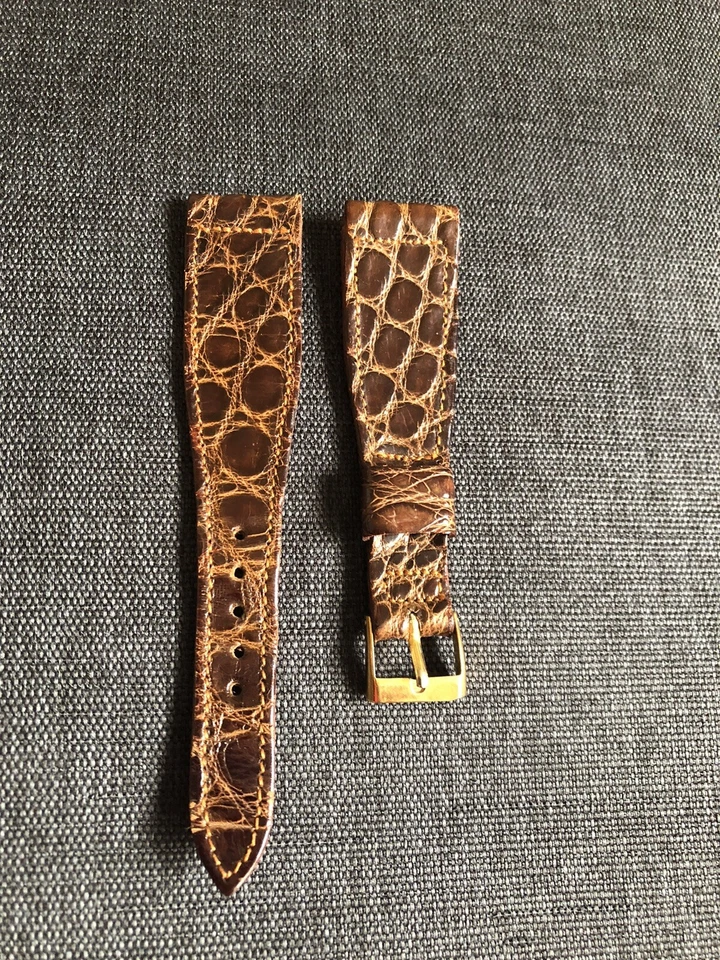 Vintage Tissot 20mm Brown Crocodile Leather Watch Strap, Custom Made - Image 3 of 4