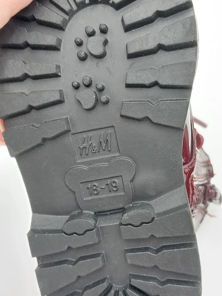 H&M Toddler Girl Patent Boots Size BURGUNDY SZ 2.5- 3.5 - Image 3 of 4