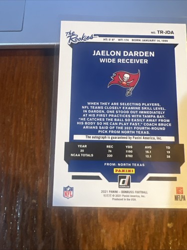 Jaelon Darden 2021 Panini Donruss The Rookies Auto Rookie RC #TR-JDA /299 NM-MT - Bild 7 von 7