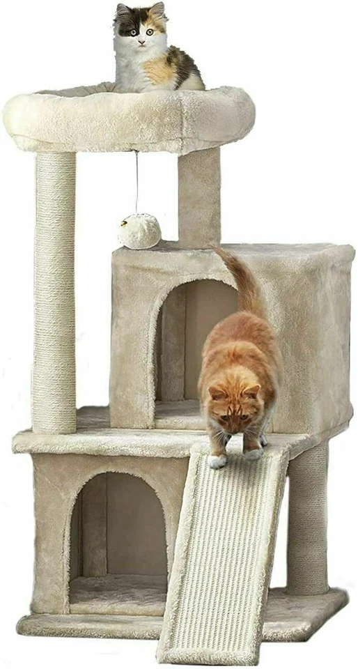 33'' Multi-Level Activity Cat Tower Cat Tree with Sisal Posts for Adult Cats USA - Image 3 of 4