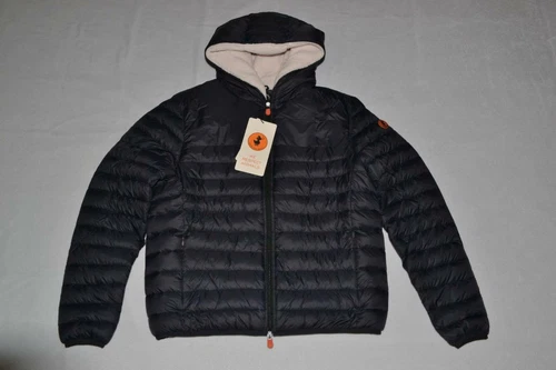 AUTHENTIC SAVE THE DUCK MEN'S Nathan Nylon Quilted Fleece Jacket BLACK ALL SIZES - product listing photo