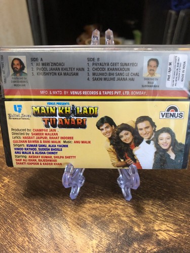 Main Khiladi Tu Anari Wounded Heart NEW SEALED Bollywood Music Cassette Tape - Picture 2 of 2