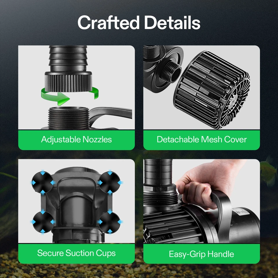 Bomba de água submersível VIVOSUN 9000 GPH, bomba de lago 620W 26,5 pés, ultra silenciosa - Imagem 2 de 4