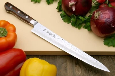 VG10 Hammered Damascus Sujihiki Slicer 24cm Japanese Sushi Chef Knife YOSHIHIRO