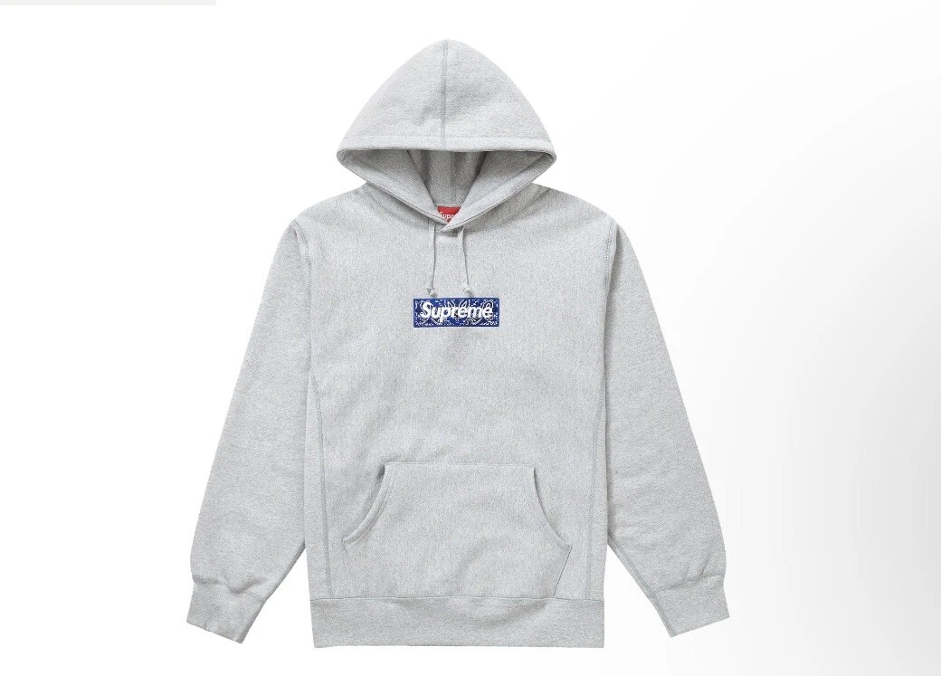Supreme Bandana Box Logo Heather Grey Hoodie Size X Large Brand