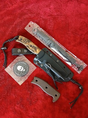 ESEE-5 ''CUSTOM'' W/ORIGINAL SHEATH, ''SKULL HANDLES'' FERRO ROD, NICE !