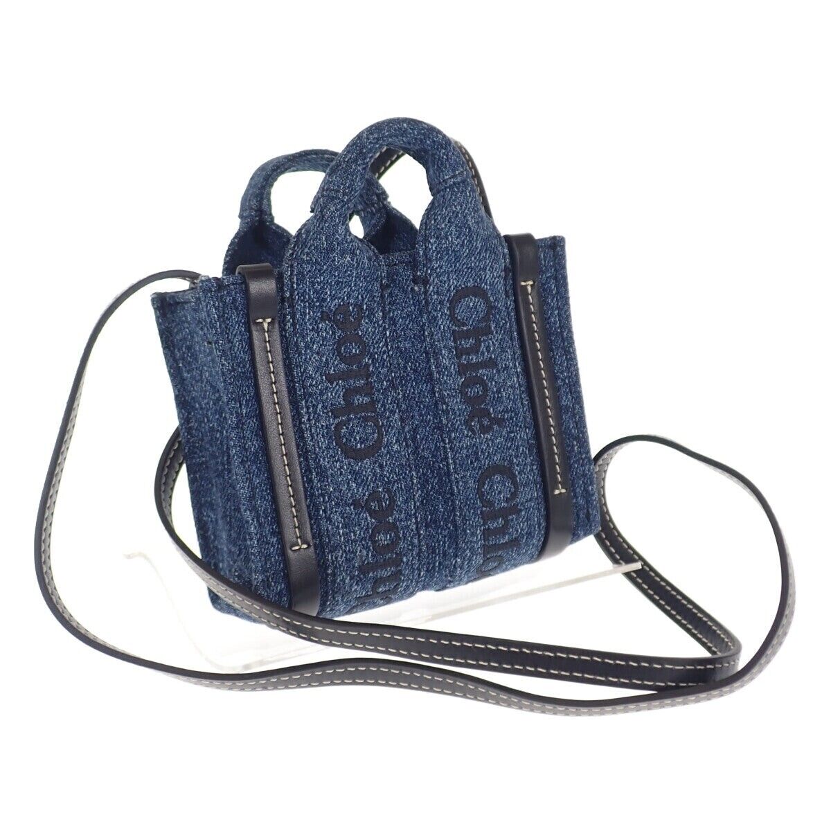 Chloé woody Nano Tote 2way Bag CHC23UP235K3545D Denim Chloé woody Nano Tote 2way Bag CHC23UP235K3545D Denim