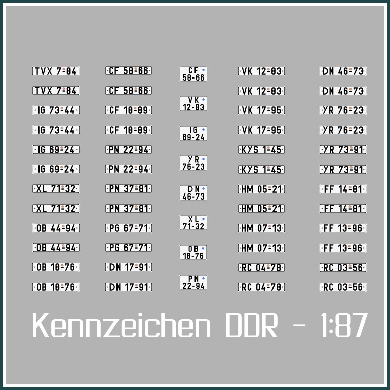 Waterslide Decal 187 SPUR H0 - DDR Kennzeichen - B1000 Trabant Modellbahn