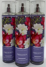 x3 FREESIA Fine Fragrance Mist body spray 8 oz each BATH & and BODY WORKS