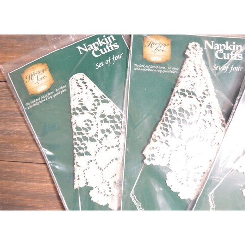 Vintage Napkin Cuff Lot of 3 NOS 12 Pieces Lace Dinner Accessory - Picture 2 of 9