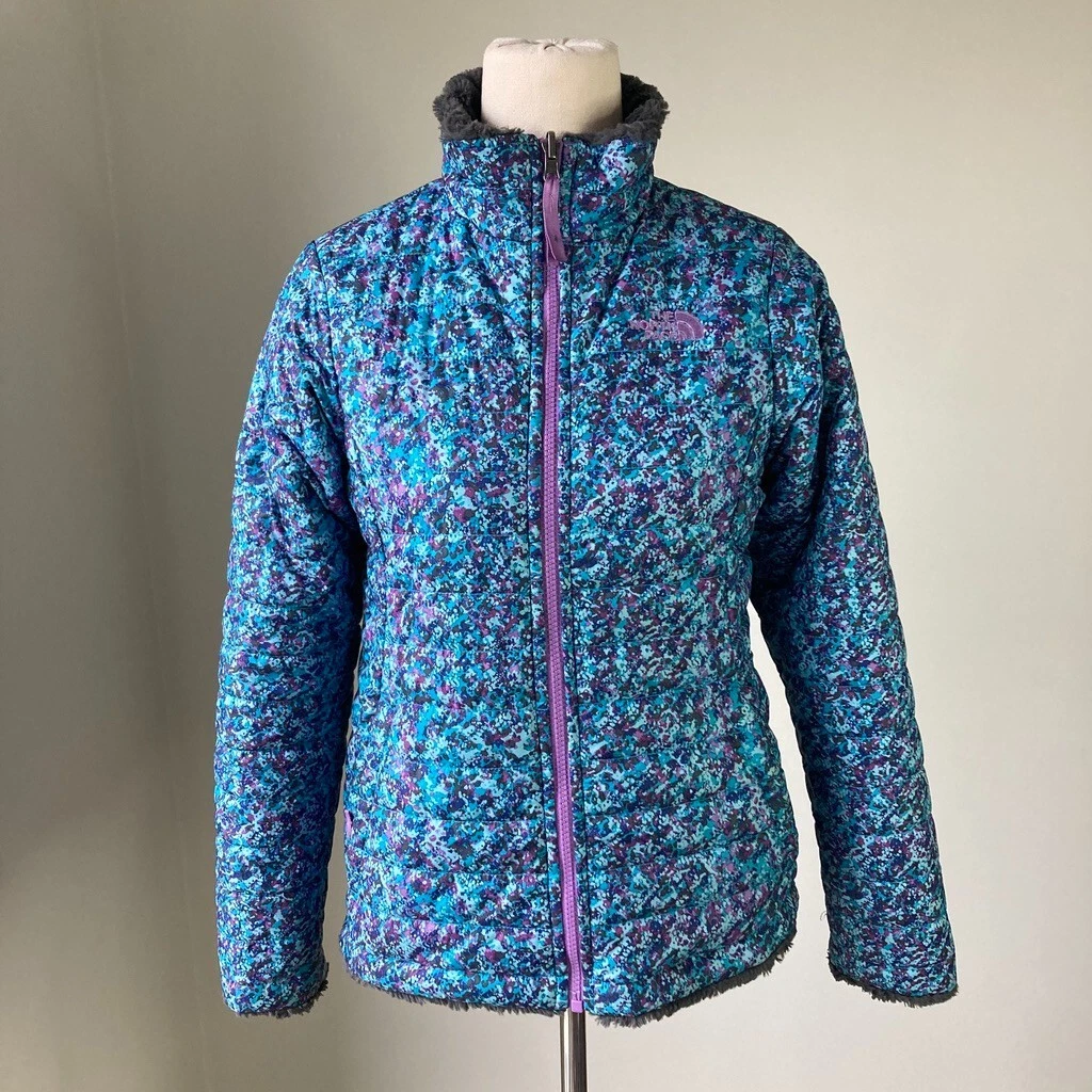 THE NORTH FACE Girl s Reversable Purple Blue Winter Jacket Fur