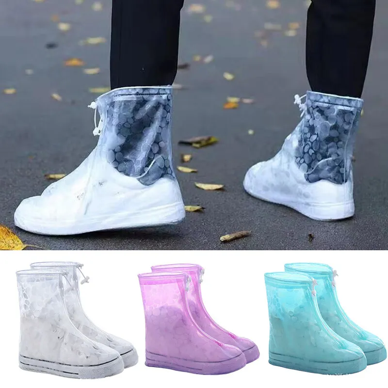 Unisex Outdoor Reusable Thick Boot Cover Zipper Shoe Covers Silicone  Waterproof