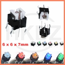 Tactile Push Button Switch Momentary LED Illuminated SPST Micro PCB 6 x 6 x 7mm