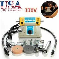 Bench Buffer Polisher 200W Mini Jewelry Rock Polishing Grinding Buffer Machine