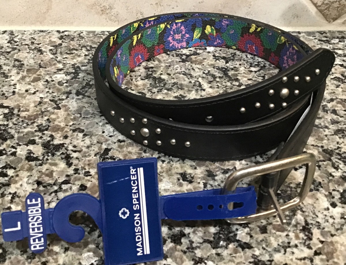 Madison Spencer Reversible Belt XL Red Black Faux Croc Skin Silver Buckle Designer_Leather_Belts_Signatu  main image 4