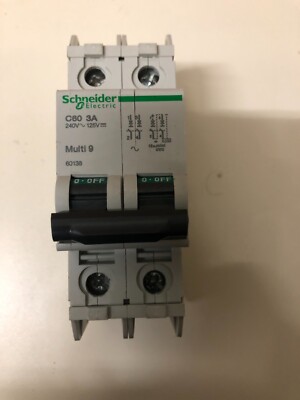 Schneider Multi9 MCB 60138 C60 UL489 - 2P - 3 A - C Curve - 240 V - 10 kA (NEW).