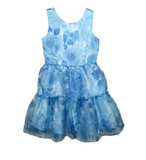 NWT Rare Editions Girls 14 Floral Organza Party Dress Sleeveless Blue Chiffon