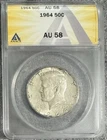 1964 Kennedy Half Dollar 50C Coin ANACS AU 58