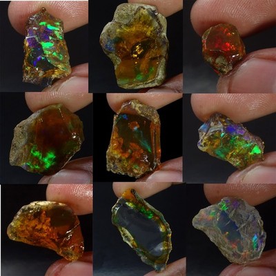 Very Rare Natural Ethiopian Opal Rough, Raw Opal, welo fire opal, multi Fir 202