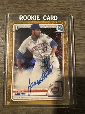 2020 Bowman Chrome Junior Santos Gold Shimmer Auto /50 Mets