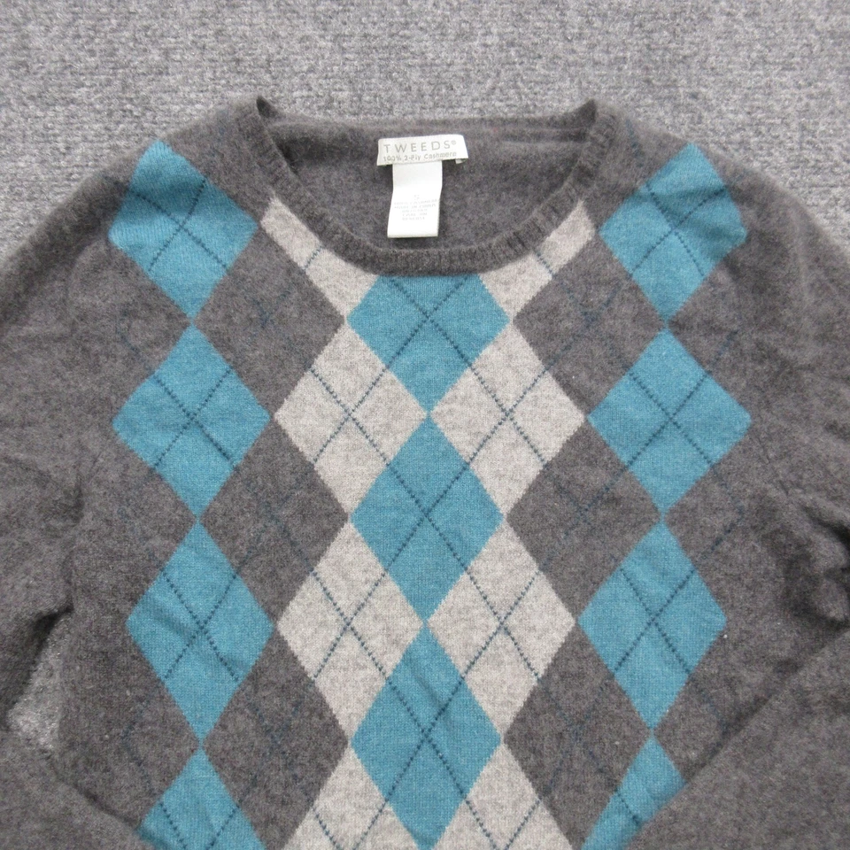 Tweeds Sweater Womens Small Argyle Cashmere Crewneck Pullover Soft Cozy Warm - Image 3 of 4