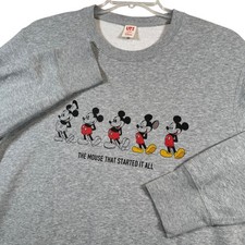 Disney x UNIQLO Mickey Mouse Graphic Sweatshirt Gray Crewneck Pullover Top Large