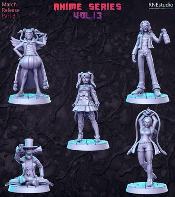 Anime Series Vol 13 Full Set Tabletop RPG Miniature 3D Printed Resin Unpainted