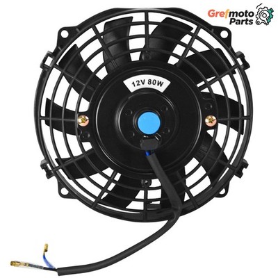 Universal 7'' Slim Push Pull Radiator Cooling Fan 12V 80W With Fan Mounting Kit