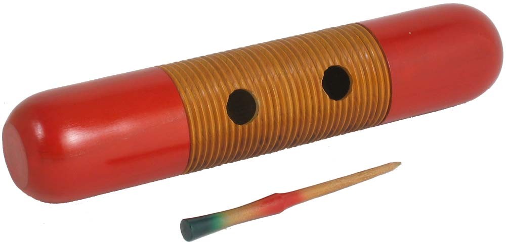 Atlas large straight GUIRO wooden scraper percussion, &stick. Hobgoblin Music