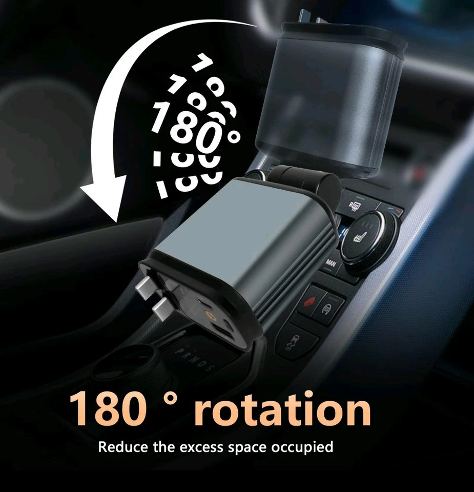 Caricabatterie da auto 4 in 1, caricabatteria da auto retrattile da 66 Wcon... - Immagine 3 di 4