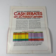 Vintage 1978 Nikkor Lenses Ad Cash Rebates Mailer Brochure