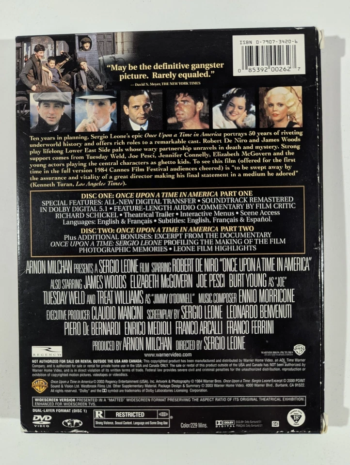 Once Upon A Time In America 2-Disc Special Edition (Region 1 DVD, 1984) - Image 2 of 4