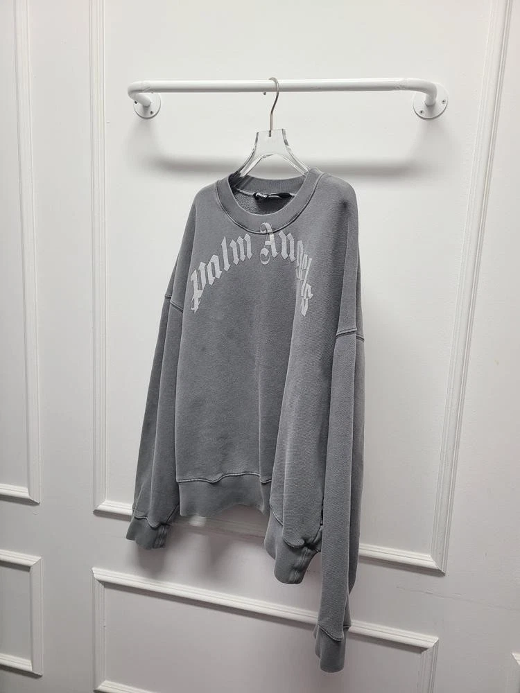 Felpa con logo curvo grigio Palm Angels L 117657575