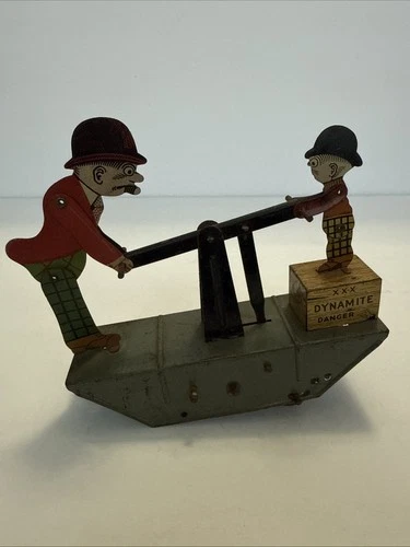 VINTAGE 1930'S MARX MOON MULLINS & KAYO TIN LITHO WIND-UP HAND CAR RARE FORPARTS