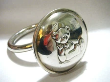 Gund & JBGLLC Lunt 2004 Sterling Silver Teddy Bear Baby Rattle Teething Ring 28g