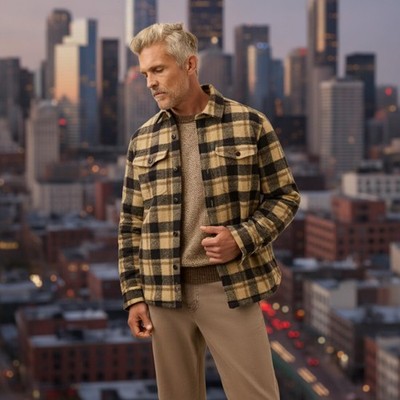 $298 Faherty Range Fleece Lined CPO Very warm Plaid Overshirt Jacket Men's XXL