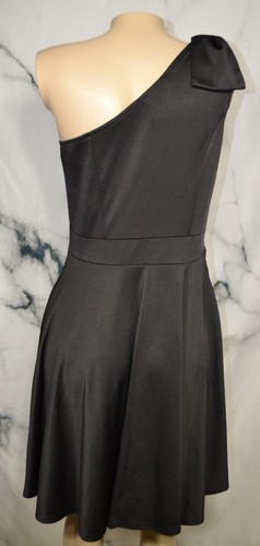 JASAMBAC Black One Shoulder Fit & Flare Dress Large Bow on Shoulder Unlined - Picture 6 of 8