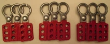 New Old Stock American Lock Safety Lock Out Hasps Group of 9 L080 Aluminum 1"