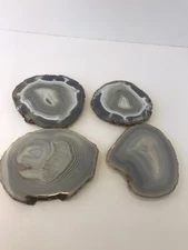 Sand And Silver Agate Coasters Approximately L 4" x W 4.5"  Candle Base Stands