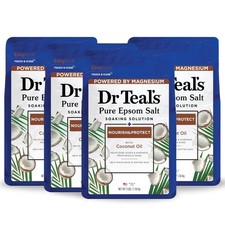 Epsom Salt Magnesium Soak, Nourish  Protect with Coconut Oil, 3 lbs Pack of 4 
