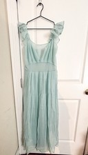Vintage 50s 60s Vanity Fair Chiffon Sky Blue Nightgown Sheer Gown 36