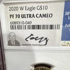 US Mint American Eagle 2020 $10 1/4 oz Gold Proof NGC PF 70 Ultra Cameo