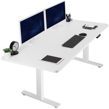 VIVO Electric 71” x 30” Stand Up Desk Workstation, White Table Top, White Frame