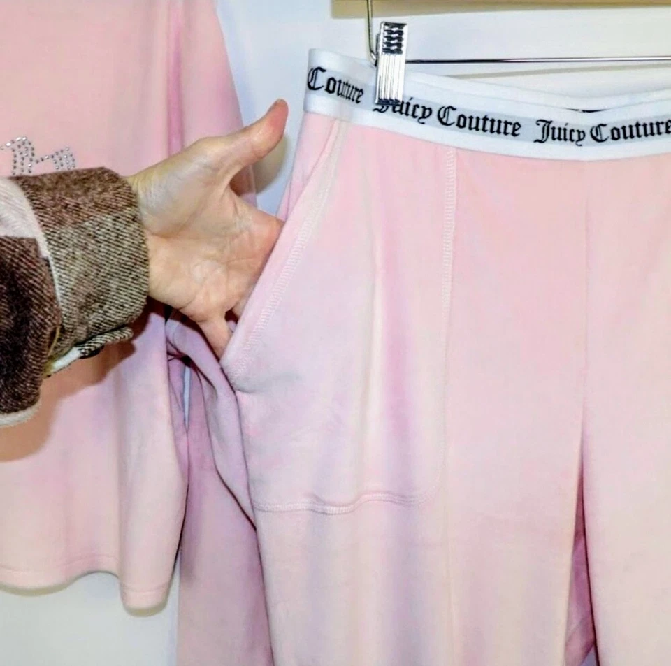 Juicy Couture 2pc Lola Pink Soft Velour Sleepwear/Loungewear Set Size XL - Image 4 of 4